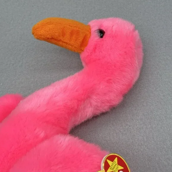 Pinky Flamingo Plush 1998 17" Bird Stuffed Toy Vintage TY Beanie Buddy - Picture 3 of 11